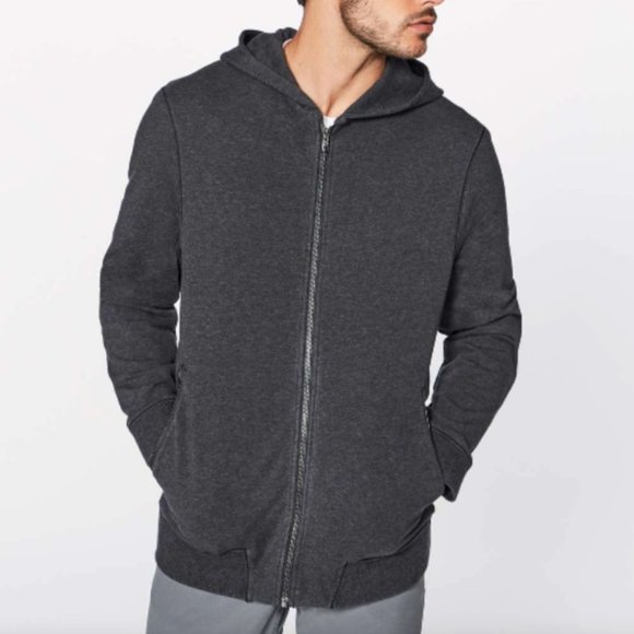 Lululemon Hooded ZIP UP 'Cross Cut Hoodie' Heathered Black SMALL - NEW! - Picture 2 of 16